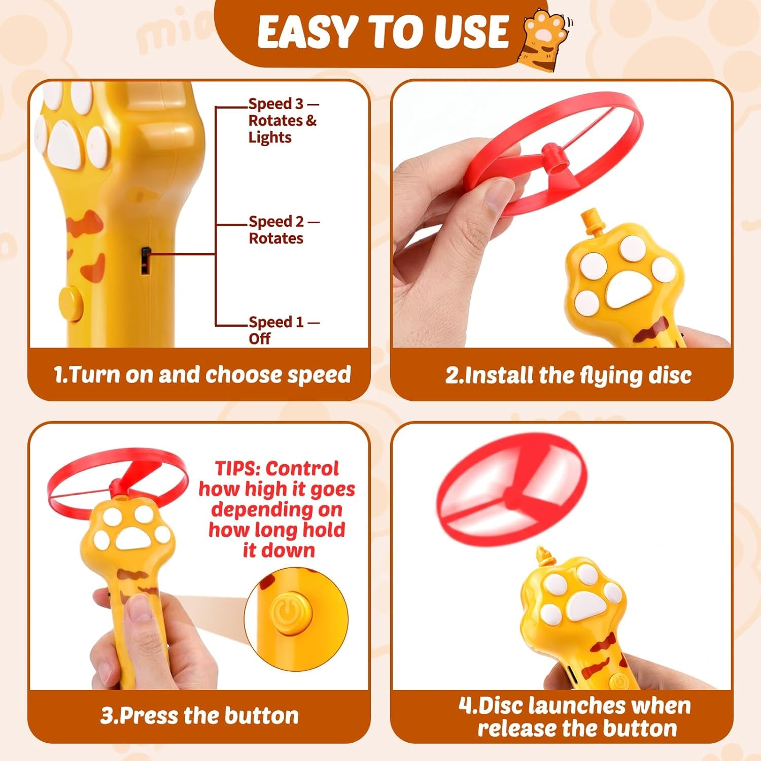 baborui-cat-toy-disc-launcher-rechargeable-interactive-cat-fetch-toy-launcher-with-8-flying-discs-flying-enrichment-toys-for-indoor-bored-kittens-adult-cats-yellow