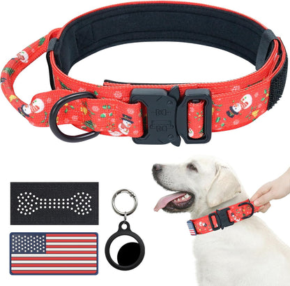 Hotsky Tactical Dog Collar and Leash Set, Heavy Duty Military Airtag Dog Collar with Handle and Metal Buckle for Training and Walking, with Airtag Holder and Two Patches (Pink Camo, M)14