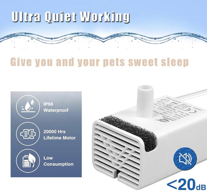 Cat Water Fountain Pump Replacement JY-830 Submersible Motor | Cat Fountain Pump Replacement,Fountains Pump for Stainless Steel Cat Dispenser,Ultra Quiet Dog Drinking Fountain Pump3