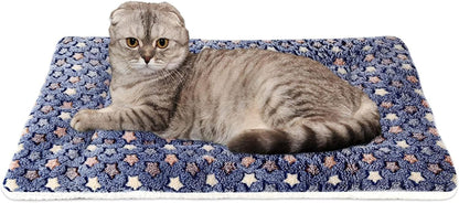 Mora Pets Cat Bed Dog Crate Pad Ultra Soft Pet Bed with Cute Star Print Washable Crate Mat for Small Dogs and Indoor Cats Reversible Fleece Dog Kennel Pad Cat Carrier Mat 14 X 17.5 Inch Grey34