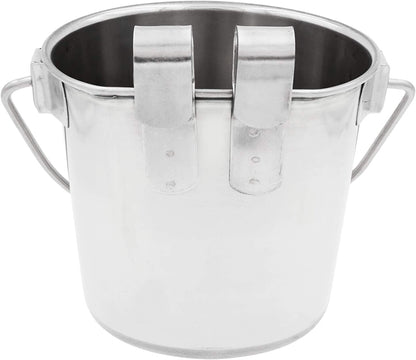 Fuzzy Puppy Flat Sided Pail with Dual Hooks, Snugly Fit on Dog, Cat and Critter Crates & Cages, Heavy Duty Stainless Steel | 2 Quart (PN: FSP-2)3