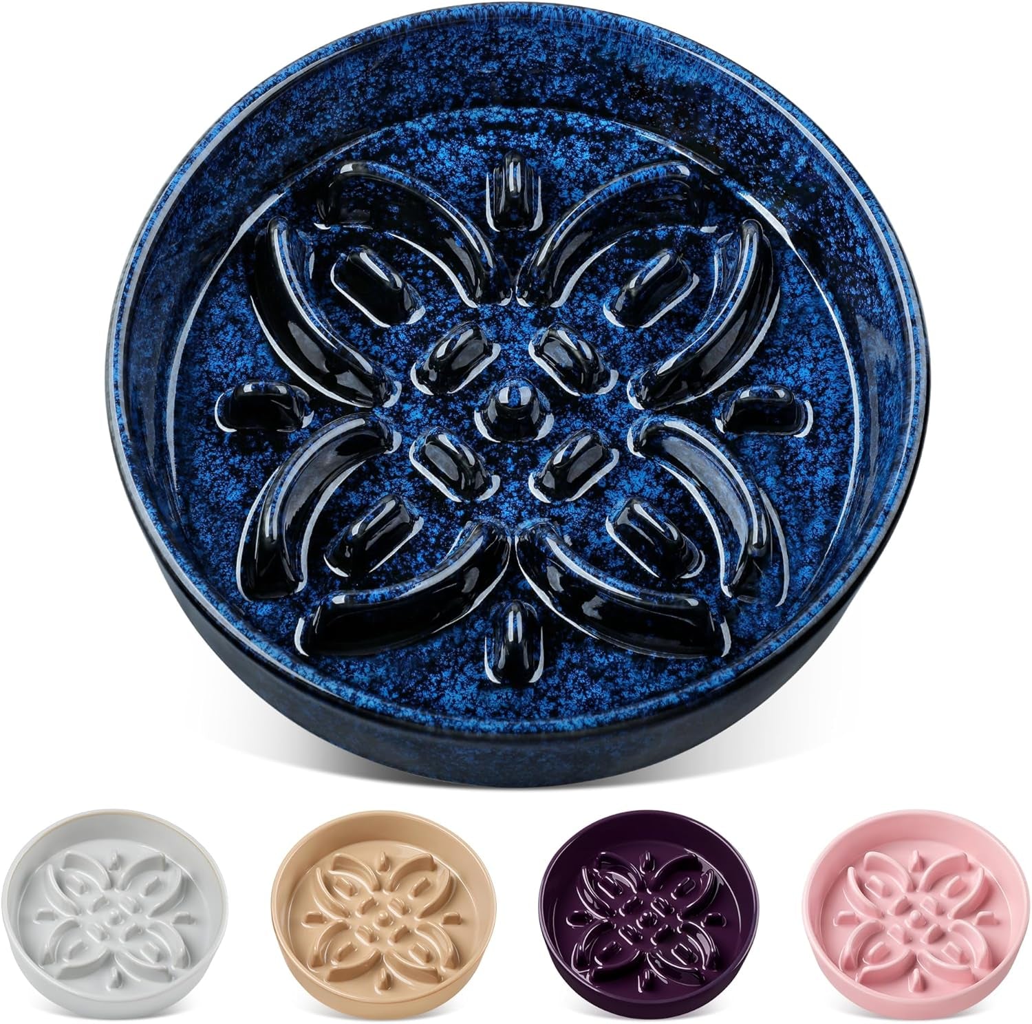 vancasso-ceramic-slow-feeder-dog-bowls-puzzle-dog-food-bowls-with-floral-maze-anti-slip-pet-food-dish-for-small-breed-0-6-cups-blue