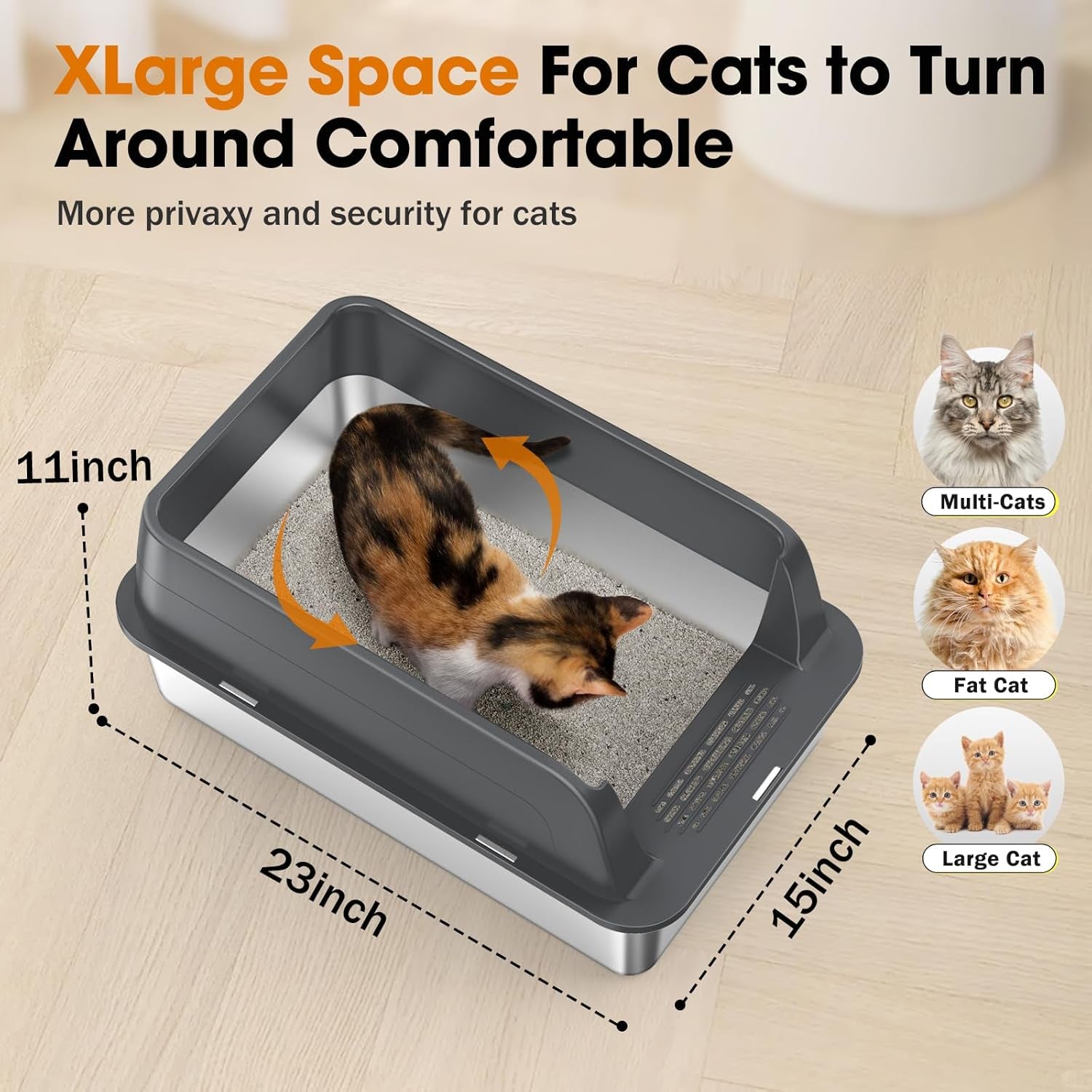 2pack-stainless-steel-litter-box-extra-large-litter-boxes-for-big-cats-xl-metal-cat-litter-box-with-lid-high-sides-anti-urine-leakage-non-sticky-scoop-included