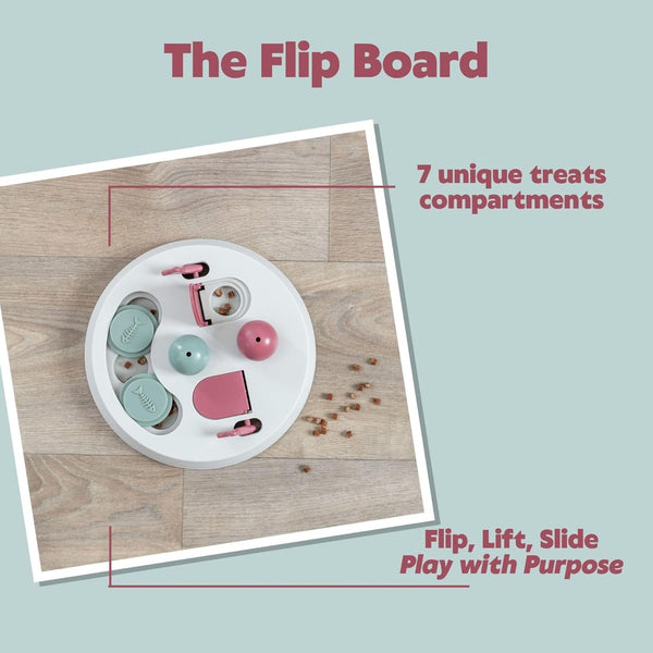 Trixie Cat Activity Flip Board – 4-Module Treat Puzzle Enrichment Toy for Mental Stimulation & Slow Feeding – Interactive Cat Toy for Indoor Cats – Berry/Gray, 9 X 9 X 2.5 In3