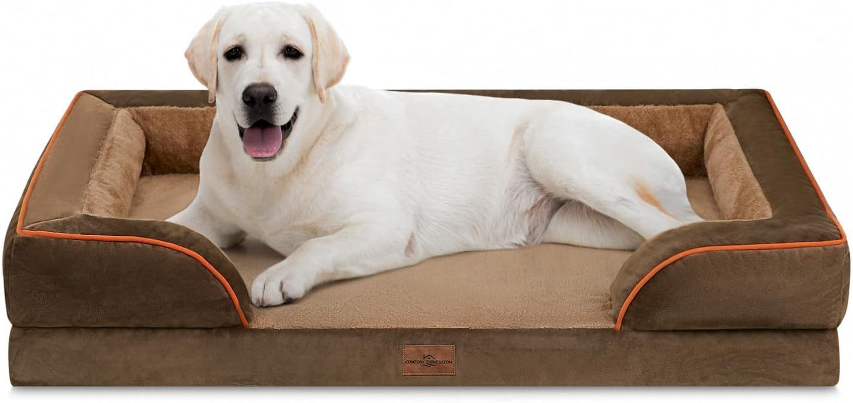 comfort-expression-orthopedic-dog-bed-for-extra-large-dogs-with-bolster-waterproof-dog-couch-bed-with-washable-cover-non-slip-bottom-supportive-egg-crate-foam-xl-pet-bed-42x30-inch
