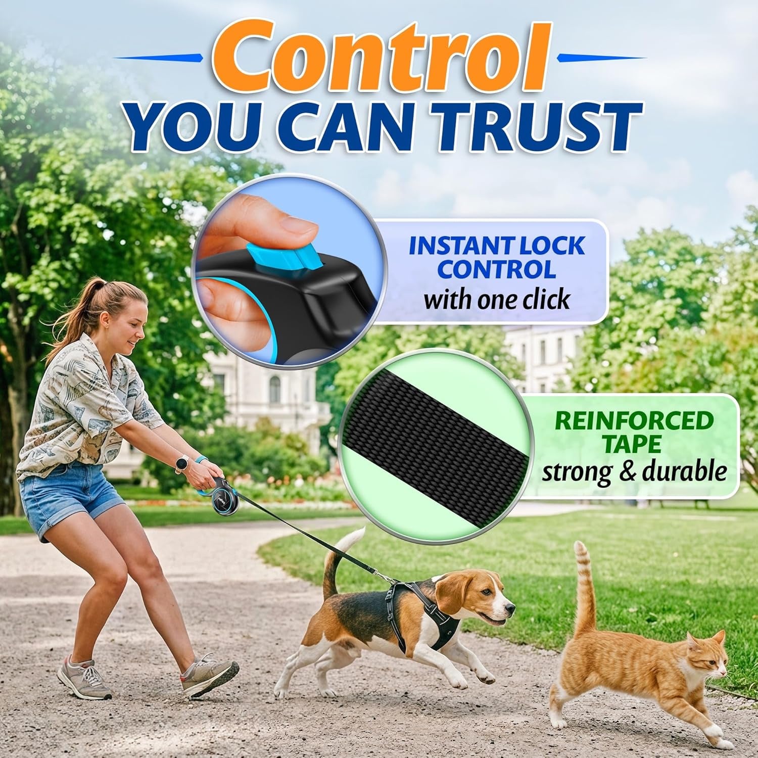 16-4-ft-retractable-dog-leash-for-dogs-10-100-lbs-heavy-duty-tape-leash-with-strong-nylon-tape-360-swivel-control-one-click-brake-lock-ergonomic-non-slip-grip-for-safe-easy-daily-walks