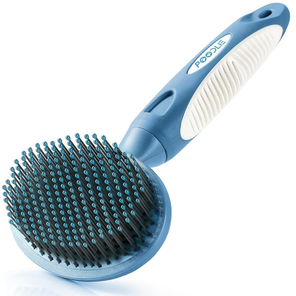 Round Bristle Pet Brush for Dogs and Cats - Soft Dog Brush for Grooming Short or Long Hair - Gentle Tool for Sensitive Skin Removes Dander, Dirt, and Detangles (Purple)10