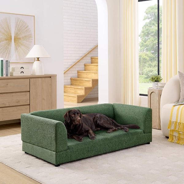 Oversized Dog Sofa Couch for Medium & Large Dogs, Modern Pet Couch Bed with Backrest & Armrests, Supportive Foam Cushion, Linen Fabric Dog Couch11