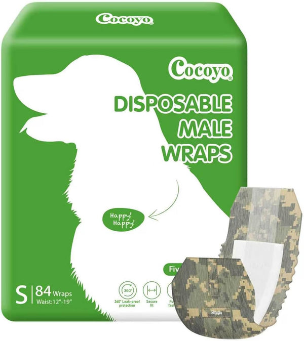 COCOYO Disposable Male Dog Wraps, Small Size, 84 Count, Super Absorbent, Breathable, Wetness Indicator1