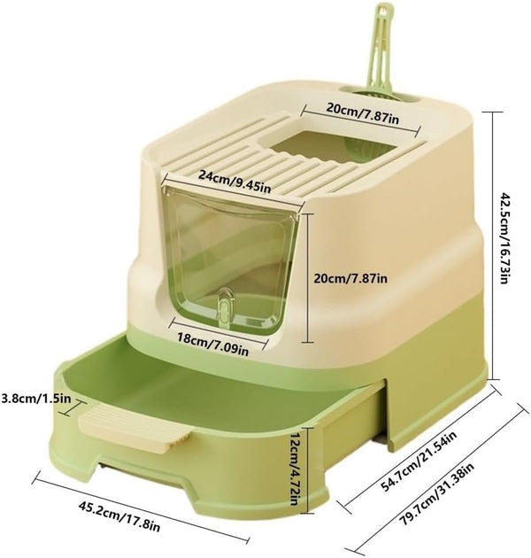 Pet Supplies, Enclosed Top-Entry Cat Litter Box with Lid & Scoop, Large Anti-Splash Drawer Design2