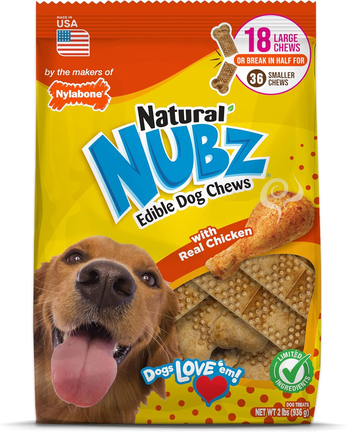nylabone-nubz-natural-dog-treats-made-with-real-chicken-large-40-count-long-lasting-dog-chews-made-in-the-usa-limited-ingredients-highly-digestible-dog-dental-treats-for-large-dogs-30-lbs