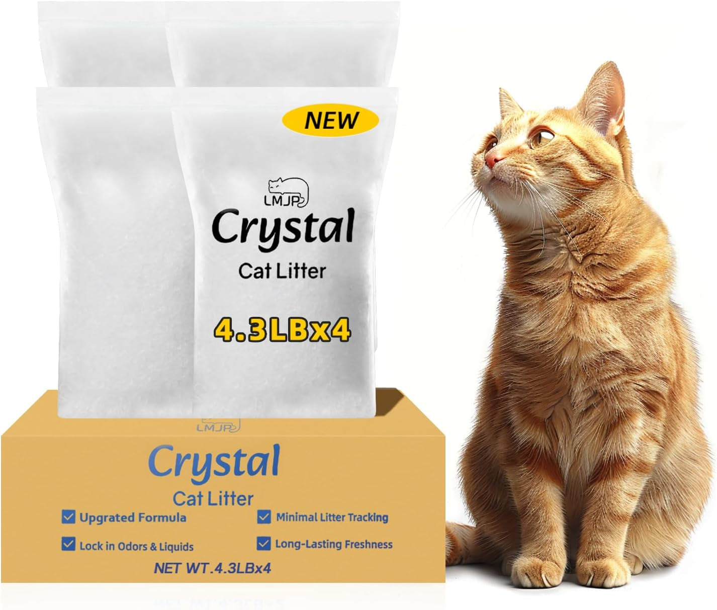 lmjp-crystal-cat-litter-with-powerful-odor-control-non-clumping-lasts-up-to-4-months-17-2lb-rapid-water-absorption-unscented-low-tracking-lightweight-blue-white-silica-4-pack-of-4-3lb