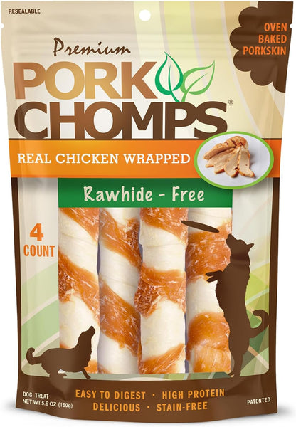 Pork Chomps Roasted Pork Skin Dog Chews, 6 Inch Twists, 15 Count - Long-Lasting Treats for Dogs - High Protein, Rawhide-Free, Low Fat, Healthy & Delicious Chews14