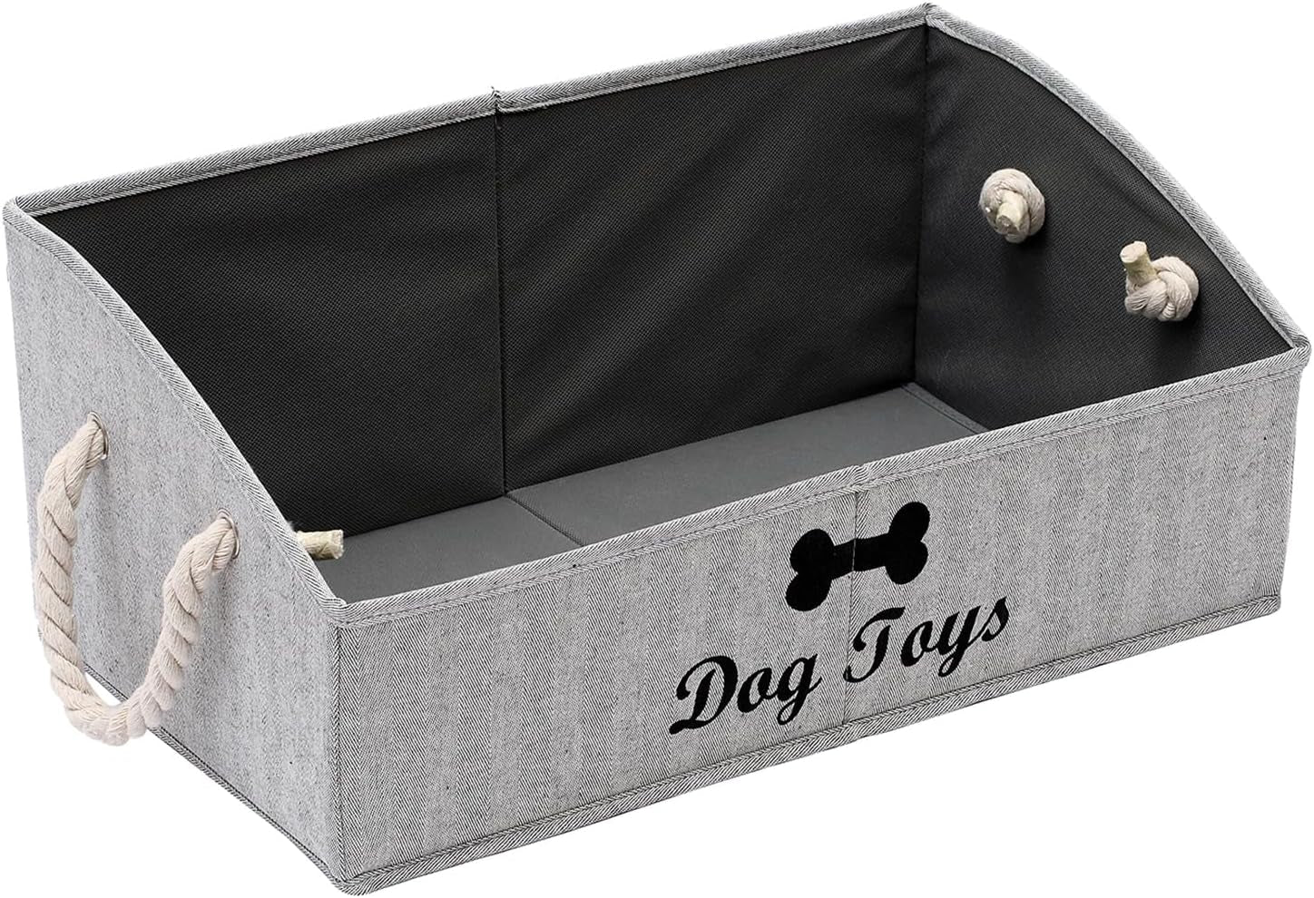 morezi-large-dog-toy-bin-puppy-shallow-toy-basket-dog-toy-storage-perfect-for-living-room-playroom-closet-home-organization-grey-canvas