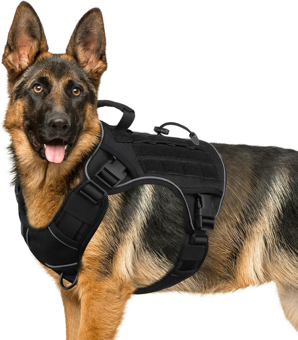 WINGOIN Tactical Dog Harness for Large Dogs, Heavy Duty No Pull Dog Harness with Handle, Adjustable Reflective Military K9 German Shepherd Big Size Dog Vest for Walking, Training, Hunting, Green (L) | with Handle,Adjustable Reflective,Green Military K9 Style,Big Size Dog Vest,For German Shepherd,For Walking Training Hunting10