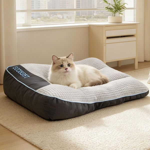 XL Dog Bed for Large Dogs up to 110 Lbs, Orthopedic Extra Giant Dog Sofa with Thick Plush Crate Mat & Bolster Pillow, Fluffy Washable Bed for Senior & Arthritic Dogs, Non-Slip Bottom, Grey 47"X37"7