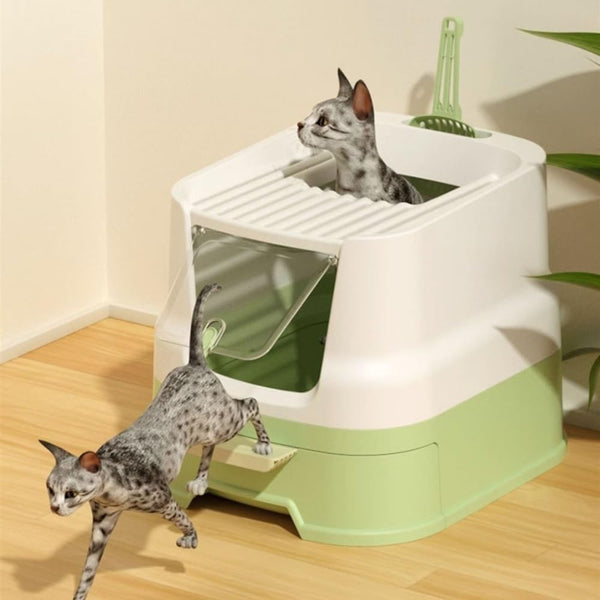 Pet Supplies, Enclosed Top-Entry Cat Litter Box with Lid & Scoop, Large Anti-Splash Drawer Design7