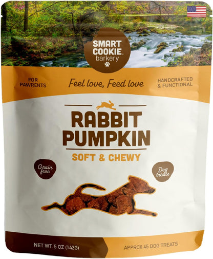 Smart Cookie Healthy Soft Dog Treats - Rabbit & Pumpkin - Grain Free Limited Ingredient Training Treats for Dogs with Sensitive Stomach & Allergies, Natural Novel Protein, Made in the USA (5Oz.)1