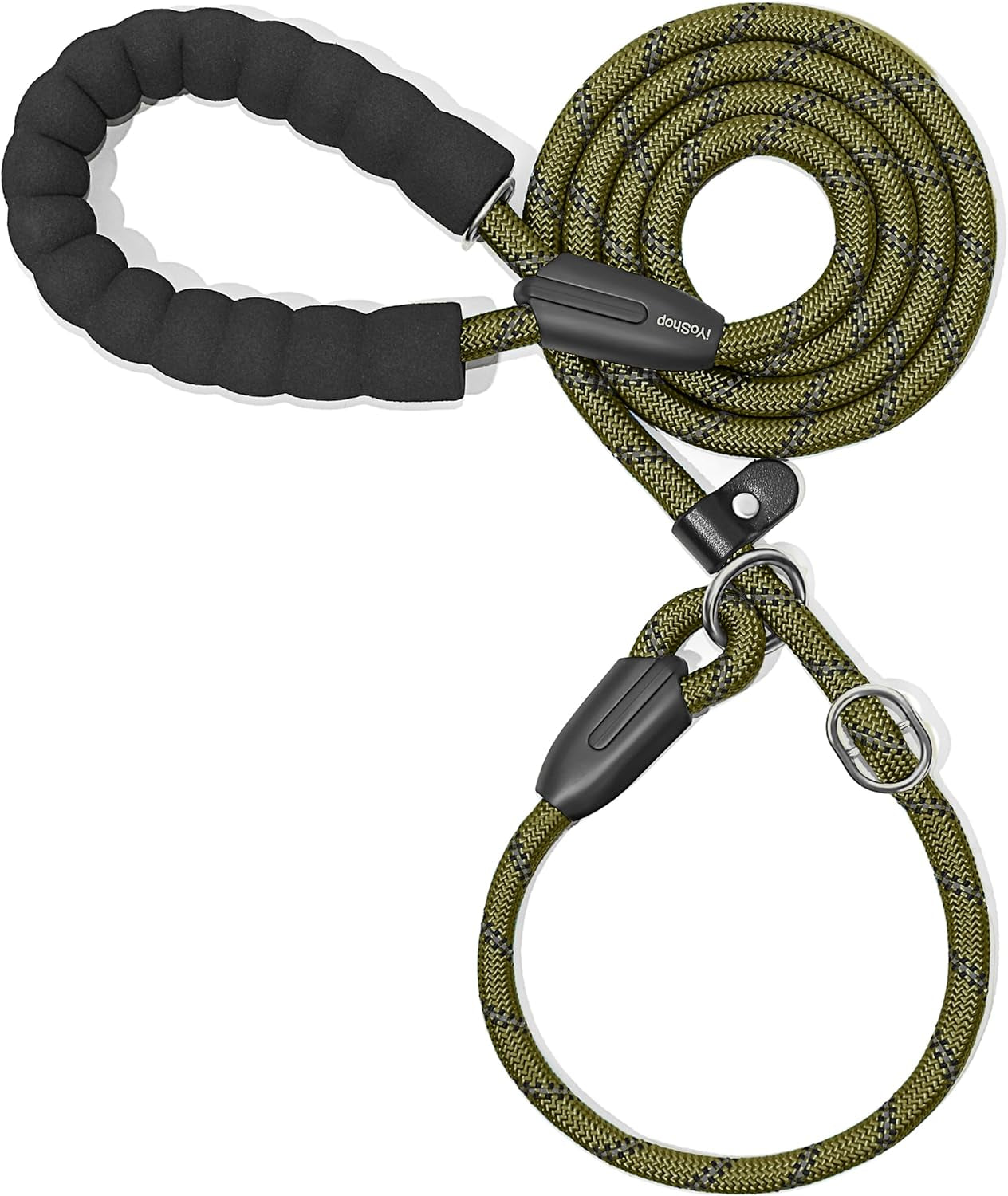 iyoshop-durable-slip-lead-dog-leash-with-padded-handle-and-highly-reflective-threads-no-pull-dog-training-leash-1-2-x-6-ft-black
