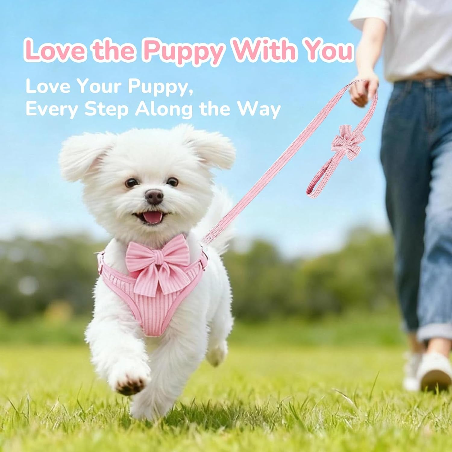 small-dog-collar-harness-and-leash-set-dog-harness-no-pull-with-bowtie-breathable-cotton-adjustable-pet-puppy-harness-easy-walk-dog-harness-s14-18-9