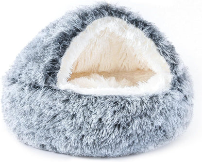 NOYAL round Hooded Donut Dog Bed for Small & Medium Pets - Plush Fluffy Anti-Anxiety Cat Cave Bed with Cover13