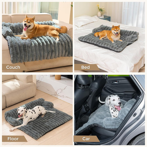 Avont Breathable Dog Couch Mat, Non-Slip Sofa Protector with Soft Plush | Available with Faux Rabbit Fleece and Washable Cover, in M and L, Dark Grey, Light Grey, Brown4