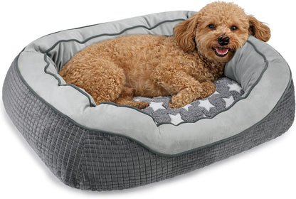 Washable Dog Bed for Small Medium Sized Dogs, Rectangle Small Puppy Cat Dog Beds, Orthopedic Pet Bed, Soft Breathable Calming Pet Sofa Bed Anti-Anxiety with Anti-Slip Buttom, S(20"X19"X6")10