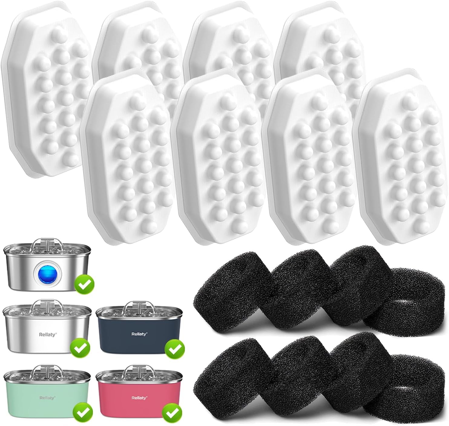 rellaty-cat-water-fountain-stainless-steel-8-filters-replacement-8-pre-filter-sponges