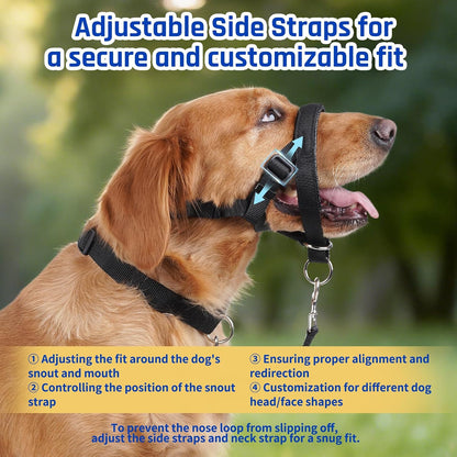 BARKLESS Dog Training Head Collar Stops Pulling and Improves Leash Walking | Anti-Pull Head Hatler with Adjustable Safety Strap, Soft Padded Muzzle Leash for Walking Training Leash Reactive Large Dogs2