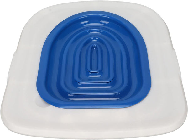 Reusable Cat Toilet Training Kit Universal round Elongated S ABS Trainer Tool for Kittens Pets Litter Box Alternative Potty System (White Tray, 1 Blue Inner Support)9