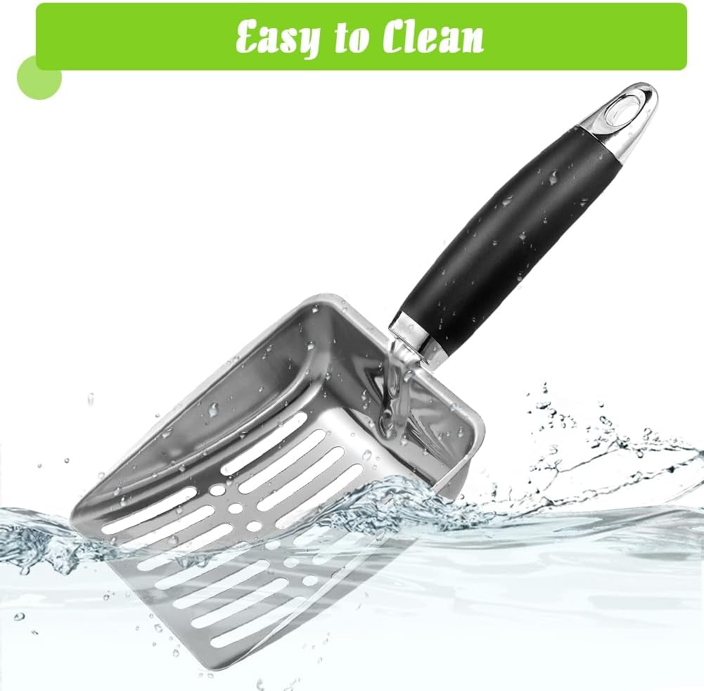 cat-litter-scoop-stainless-steel-metal-cat-litter-scoop-kitty-metal-scooper-sturdy-mesh-scooper-mesh-shovel-easy-to-clean-suitable-for-cat-litter-box-light-black