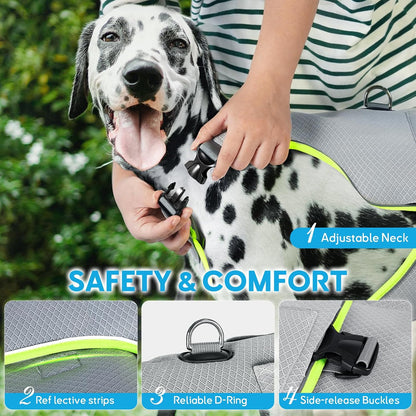 Mora Pets Dog Cooling Vest with Ice Packs, Reflective Adjustable Cooling Vest for Dogs with Leash Ring for Hot Weather Cooling Harness for Large Medium Dogs Grey(Pdv-Gel-Gl)3