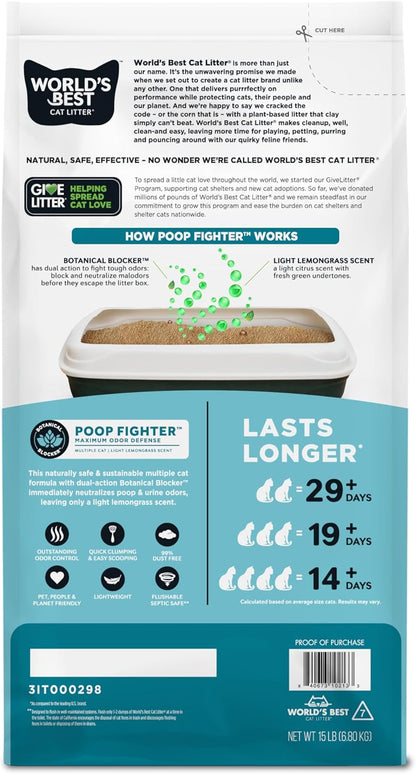 World'S Best Cat Litter, Poop Fighter, Urine & Poop Odor Defense, 15 Lb Bag2