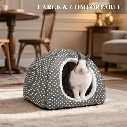 Rabbit Hideout Large Bunny Bed Washable Rabbit House | Fleece Hiding Hut for Indoor Bunnies Guinea Pigs, Small Animal Hideaway2