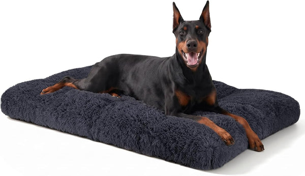 JOEJOY Large Dog Bed Crate Pad, Deluxe Plush Washable Dog Beds Fulffy Soft Kennel Pad Anti-Slip Pet Sleeping Mat for Extra Large Medium Small Dogs, 40" X 27", Beige11