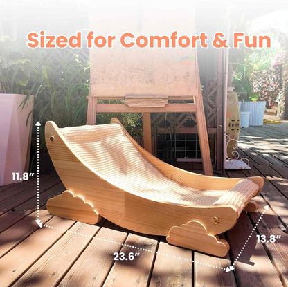 Sisal Cat Scratcher Bed Scratch Chair Aesthetic Cat Lounger Natural Wood Scratch Post Replaceable Sisal Mat with Catnip and Felt Pads,Medium Size(Cloud Edge)6