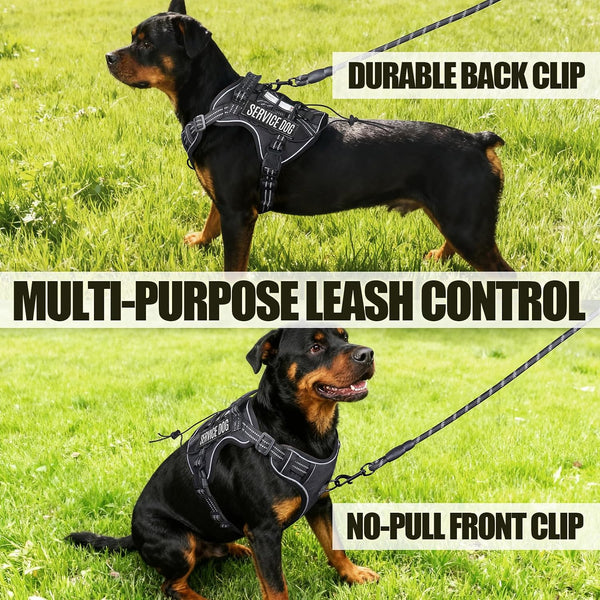 Service Dog Tactical Vest Harness and Leash Set Large Sized Dog Emotional Support- Tactical Dog Harness Training Collar with Name (Black, L)6