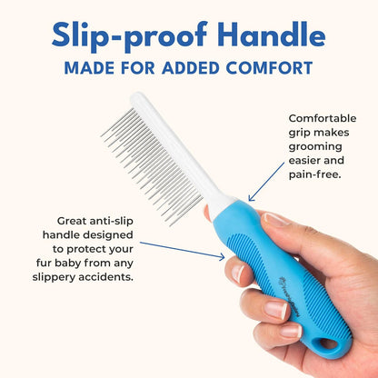 Grooming Comb for Long & Curly Hair in Dogs & Cats - Top Pet Detangler Brush - Removes & Prevents Matted Fur - Perfect for Goldendoodle, Poodle Mixes, and Cat Undercoat3