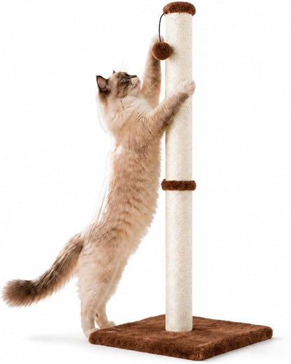 Dimaka 29" Height Tall Cat Scratching Post, Claw Scratcher with Sisal Rope and Covered with Soft Smooth Plush, Vertical Scratch [Full Strectch] for Standard Size Cats(Grey, 29 Inches for All Cats)20