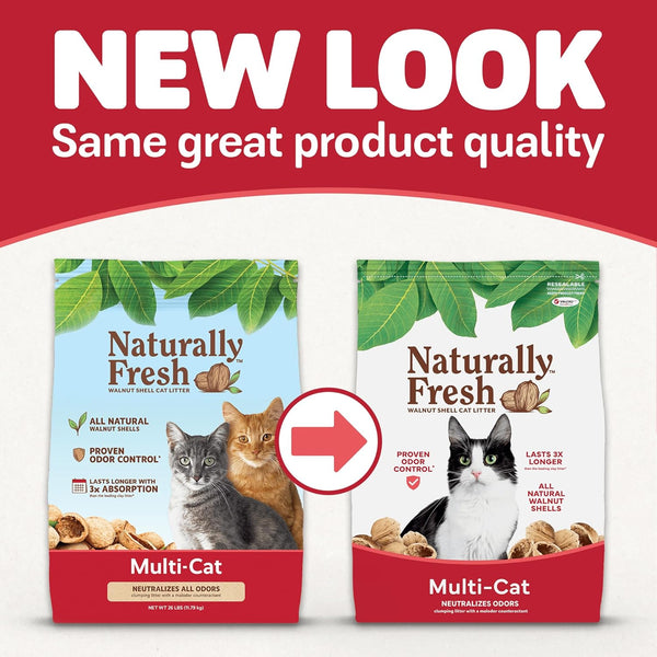 Naturally Fresh Cat Litter Made from Walnut Shells, Unscented, Multi-Cat, Upcycled, Low Dust, Sustainable, 30 Lbs2