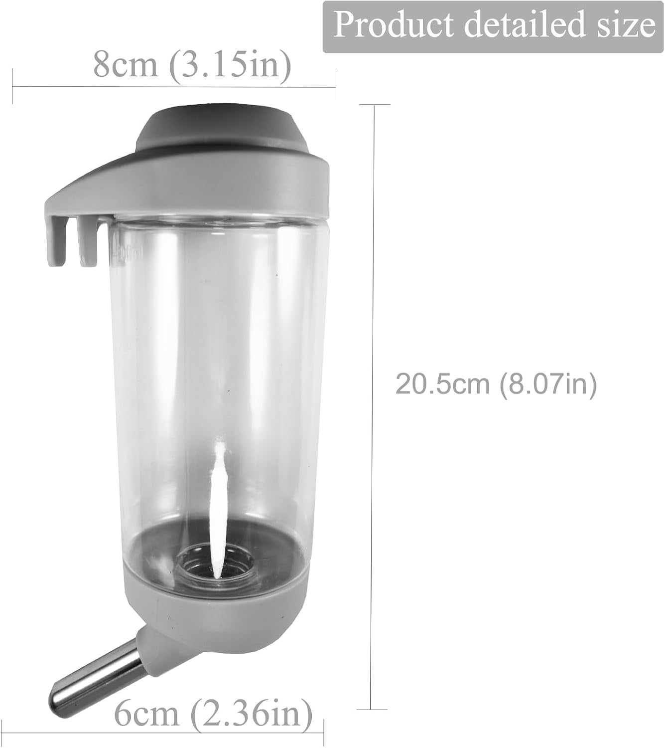dog-crate-water-bottle-dispenser-no-drip-cat-kennel-water-dispenser-cage-water-feeder-easy-to-use-water-bottle-for-dog-crate-perfect-for-keeping-your-pet-hydrated-grey-500ml