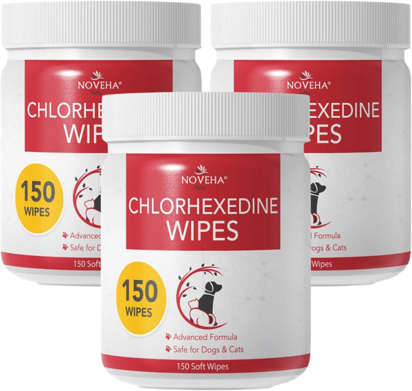NOVEHA Pet Wipes - Formulated Pet Wipes - for Facial and Finger Folds, Underarms - 3" X 2" Size (150 Counts)13
