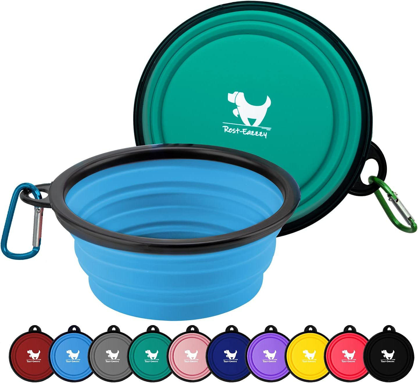 collapsible-dog-bowls-for-travel-2-pack-dog-portable-water-bowl-for-dogs-cats-pet-foldable-feeding-watering-dish-for-traveling-camping-with-carabiners-bpa-free-grey-black-small-pack-of-2