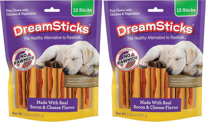 Dreambone Chicken Wrapped Mini Stick Dog Treats, Daily Rawhide-Free Chew, Digests Safely and Completely, with Real Protein, Chicken and Veggies, 15 Count15