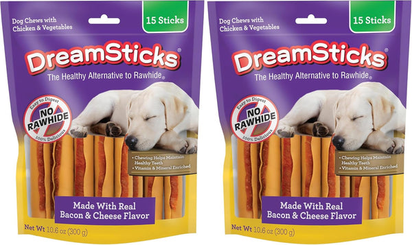 Dreambone Chicken Wrapped Mini Stick Dog Treats, Daily Rawhide-Free Chew, Digests Safely and Completely, with Real Protein, Chicken and Veggies, 15 Count15