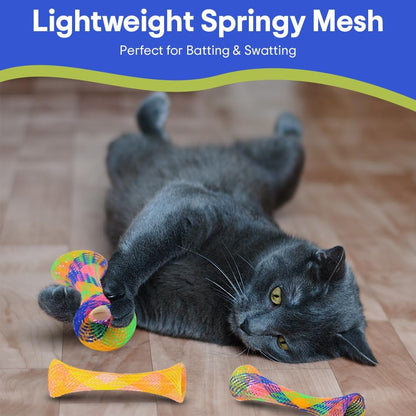 SPOT Kitty Fun Tubes Cat Toy with Catnip inside | Bouncy Interactive Mesh Toy for Cats and Kittens to Bite, Swat and Chase | 3 Pieces5