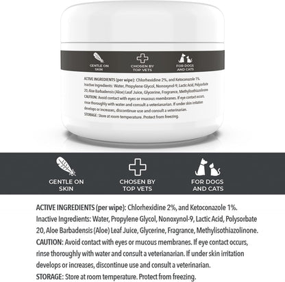 Smiling Paws Medicated Grooming Wipes for Dogs & Cats, 1Pk, 50 Wipes | Medicated Grooming Wipes for Dogs & Cats, Contains Ketoconazole & Chlorhexidine, Treats Yeast Infection, Ringworm, Pyoderma6
