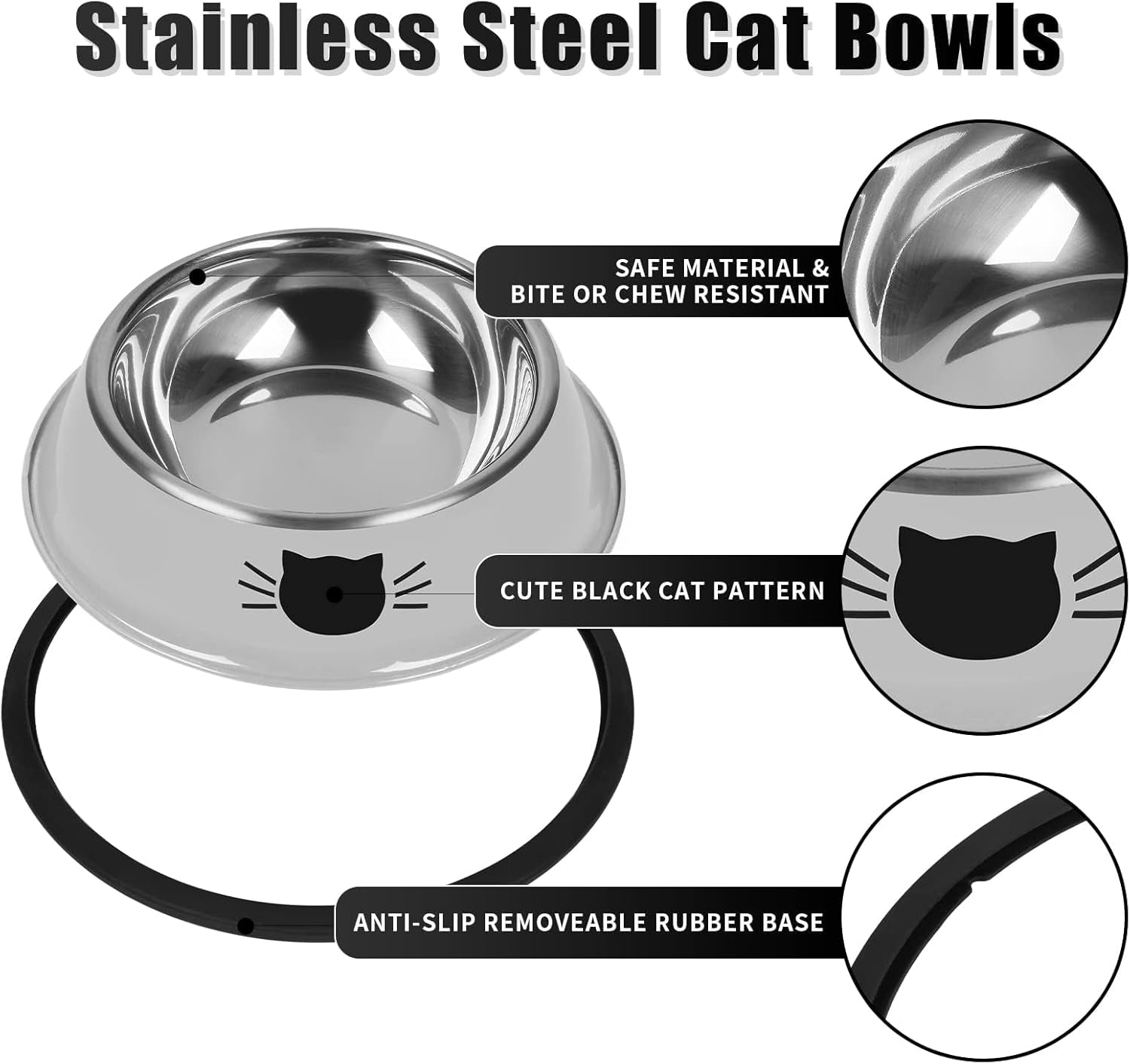 serentive-2-pcs-non-slip-stainless-steel-small-cat-food-bowls-unbreakable-thicken-7-oz-cat-dishes-indoor-removable-rubber-base-easily-clean-lovely-color