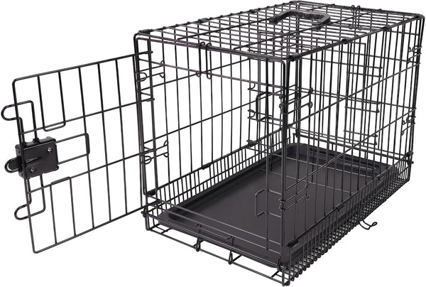 Amazon Basics Portable, Foldable Metal Wire Dog Crate with Removable Tray, Single Door, Divider Panel, Quick Setup, 30 X 19 X 21 In, Black1