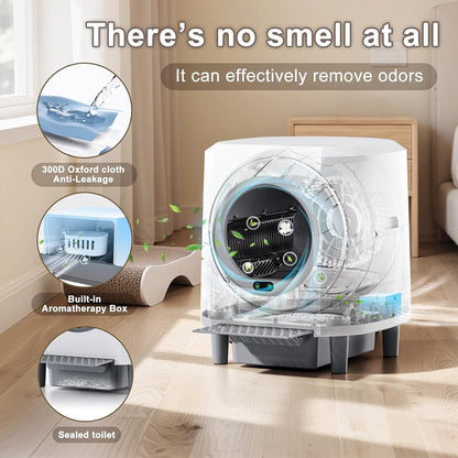Automatic Litter Box, Self Cleaning Litter Box, Odor Control, 90L Capacity | Large with APP Control and Safety Sensor, Ellenpent, for Multiple Cats, Large Cat, with 3 Rolls of Garbage Bags3